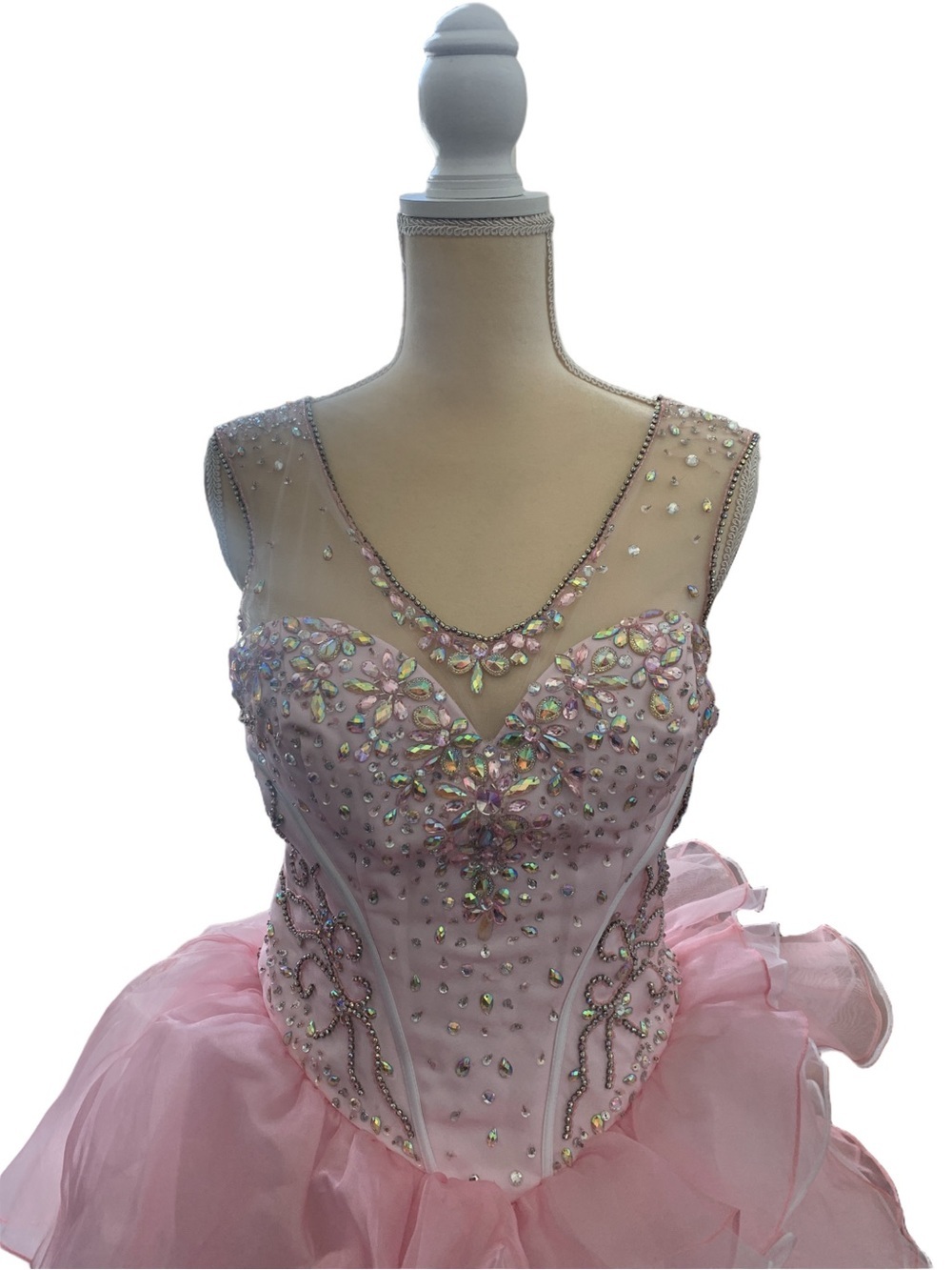 Mary’s Bridals Princess Cotton Candy Pink Embellished Gown with Organza Ruffles